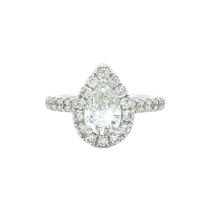 18kt White Gold 1.75 ctw Pear Halo Engagement Ring 5,5.5,6,6.5,7,7.5,8