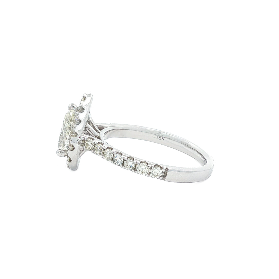18kt White Gold 1.75 ctw Pear Halo Engagement Ring 5,5.5,6,6.5,7,7.5,8
