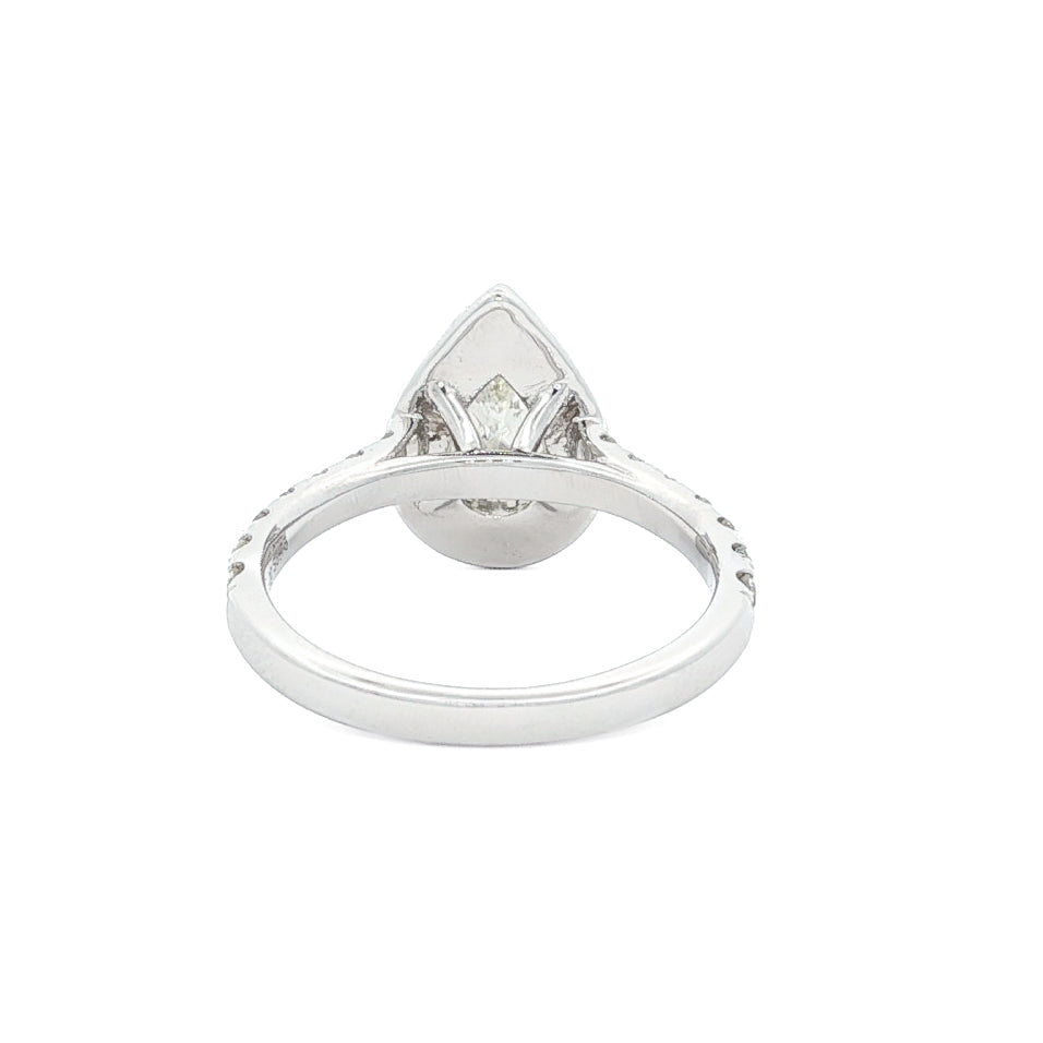 18kt White Gold 1.75 ctw Pear Halo Engagement Ring 5,5.5,6,6.5,7,7.5,8