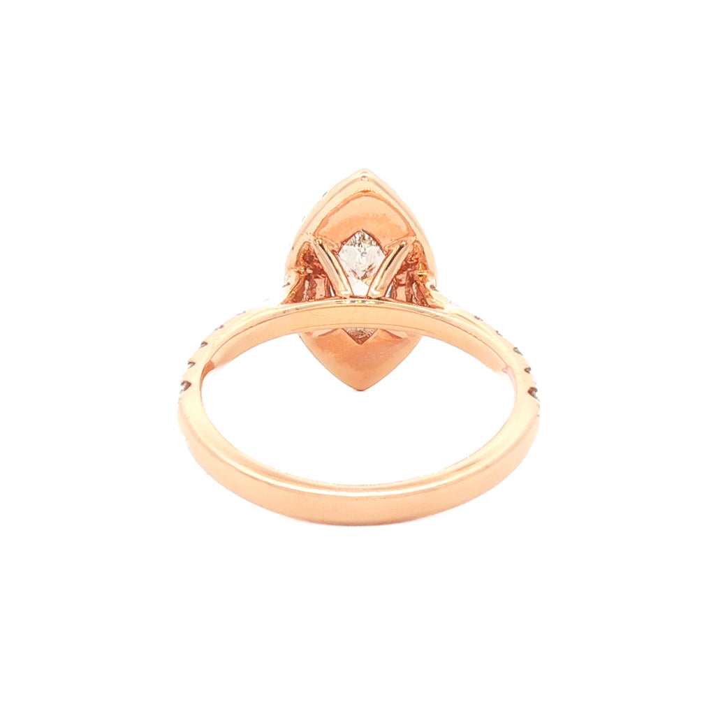 18kt Rose Gold 1.77 ctw Marquise Halo Engagement Ring 5,5.5,6,6.5,7,7.5,8