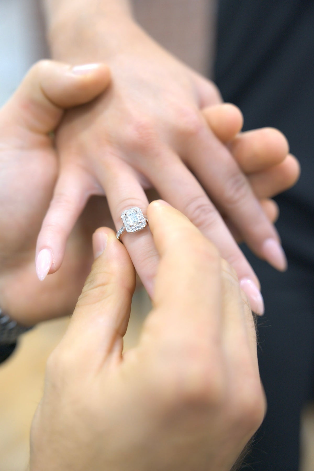 18kt White Gold 1.77 CTW Emerald Cut Halo Engagement Ring 5,5.5,6,6.5,7,7.5,8