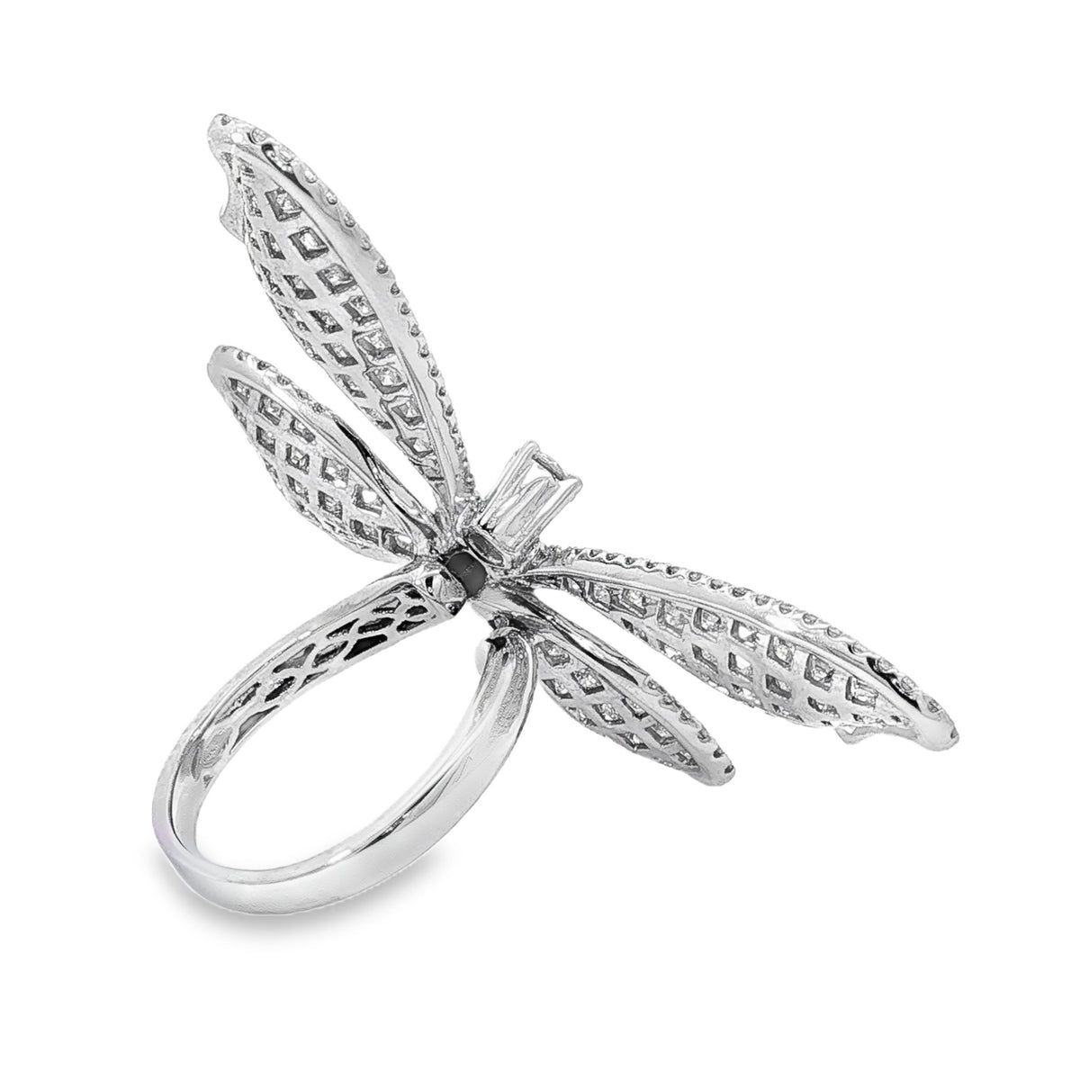 18kt White Gold 5.19 ctw Pave Diamond Butterfly Bypass Ring 5,5.5,6,6.5,7,7.5,8