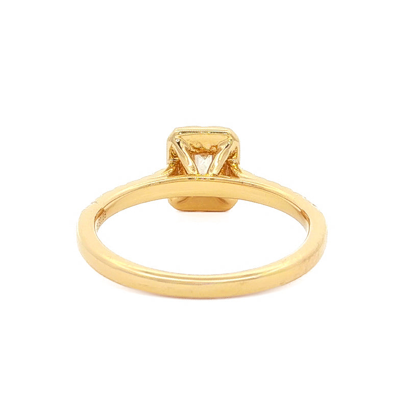 14kt Yellow Gold .51 ctw Emerald Cut Halo Engagement Ring 5,5.5,6,6.5,7,7.5,8