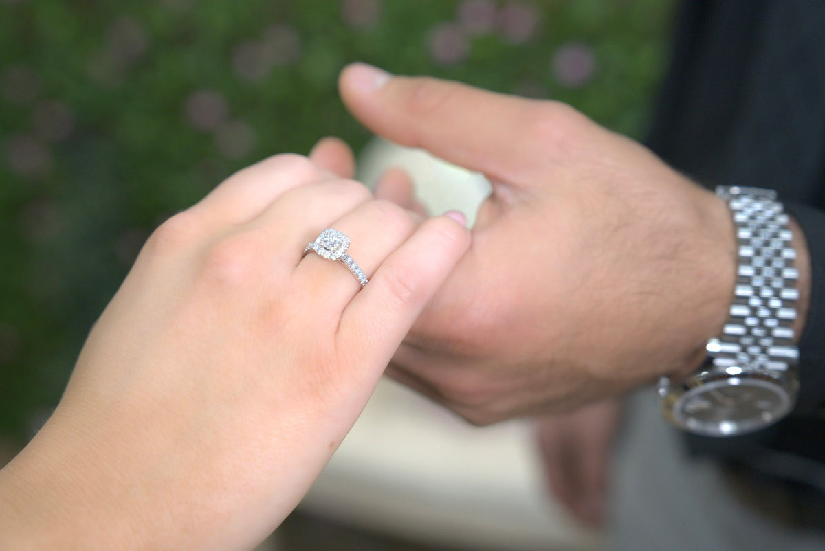 18kt White Gold 1.73 CTW Cushion Halo Engagement Ring 5,5.5,6,6.5,7,7.5,8