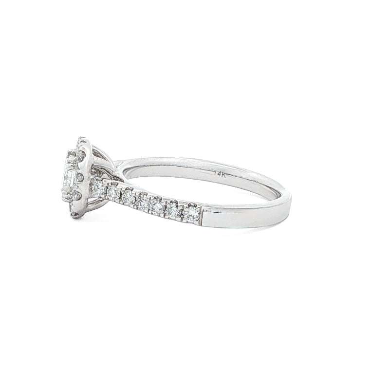14kt White Gold .98 ctw Princess Halo Engagement Ring 5,5.5,6,6.5,7,7.5,8