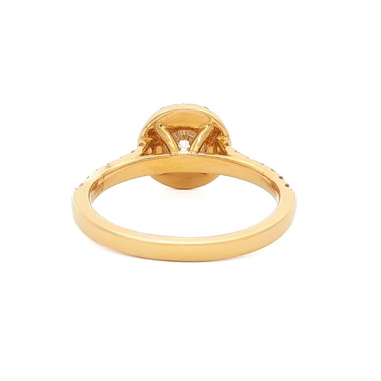 14kt Yellow Gold 1.01 ctw Round Brilliant Halo Engagement Ring 5,5.5,6,6.5,7,7.5,8