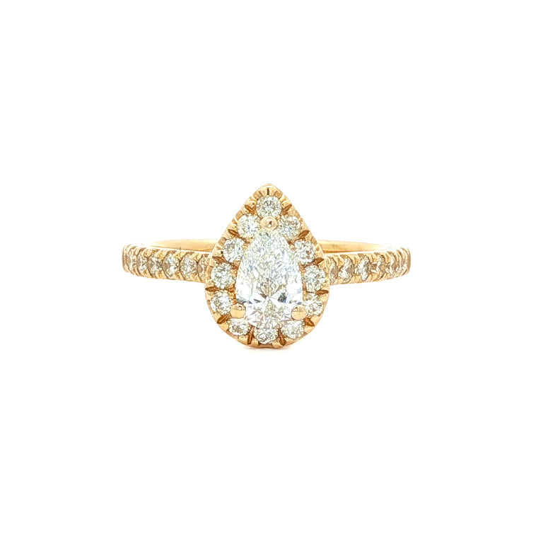 14kt Yellow Gold 1.04 ctw Pear Halo Engagement Ring 5,5.5,6,6.5,7,7.5,8