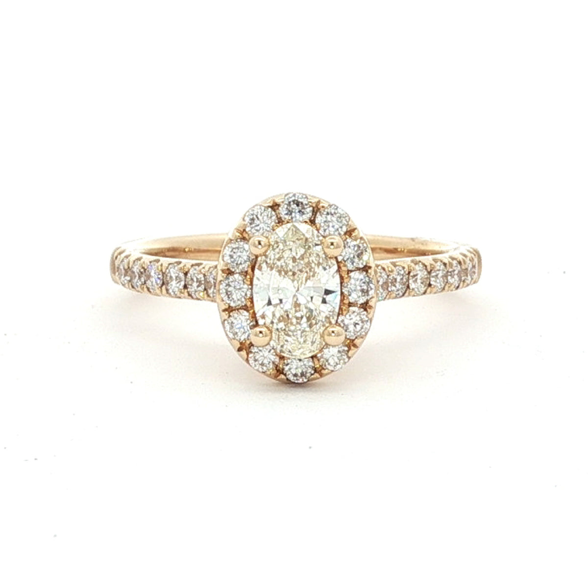 14kt  Yellow Gold 1.03 CTW Oval Halo Engagement Ring 5,5.5,6,6.5,7,7.5,8