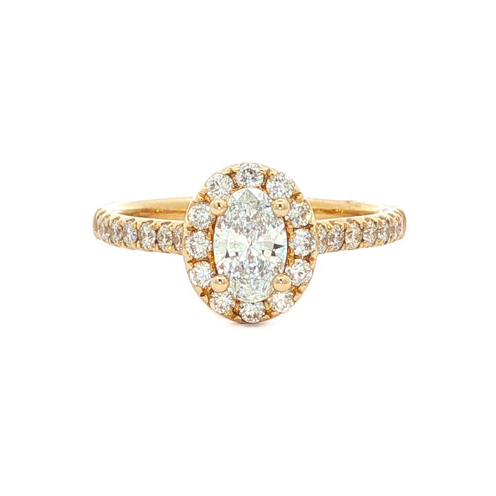 14kt Yellow Gold 1.03 ctw Oval Halo Engagement Ring 5,5.5,6,6.5,7,7.5,8
