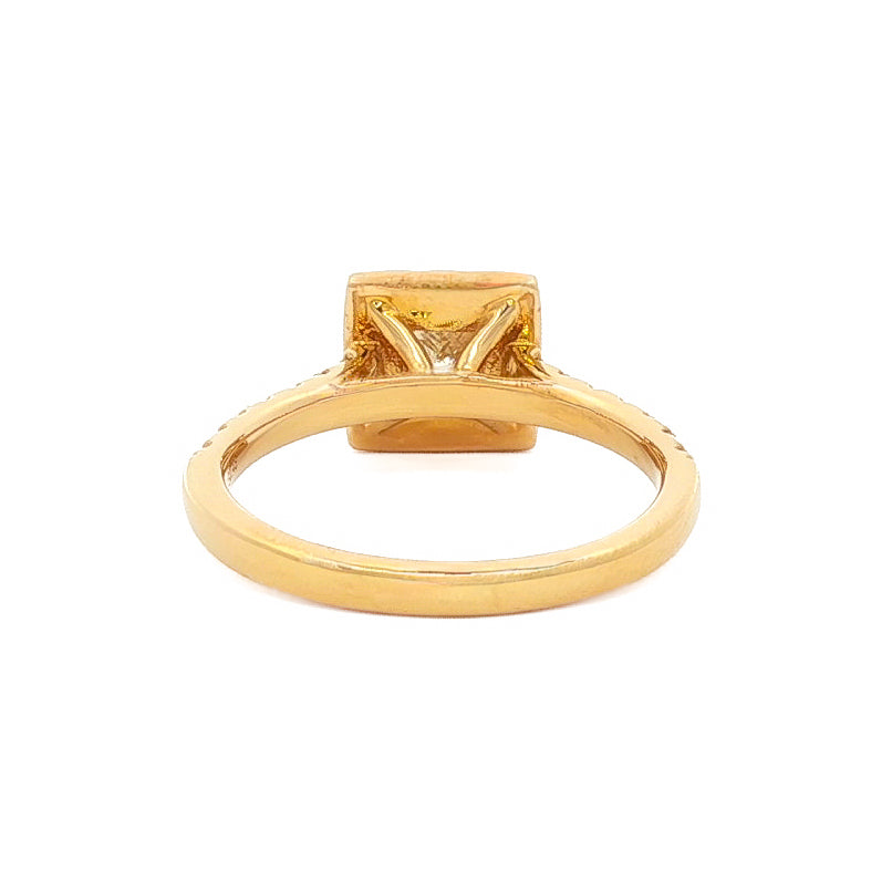 14kt Yellow Gold .96 ctw Princess Halo Engagement Ring 5,5.5,6,6.5,7,7.5,8