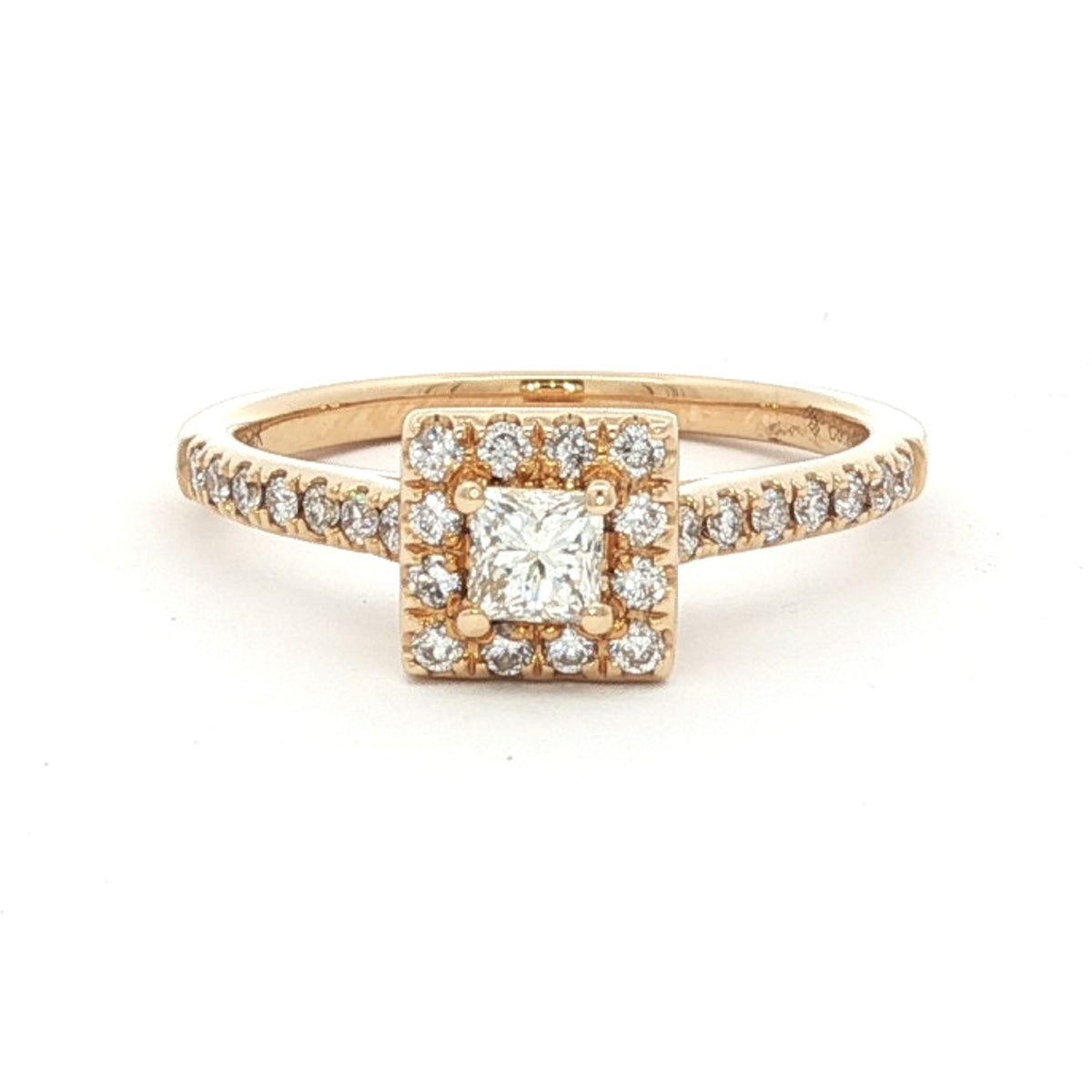 14kt Yellow Gold .50 CTW Princess Halo Engagement Ring 5,5.5,6,6.5,7,7.5,8