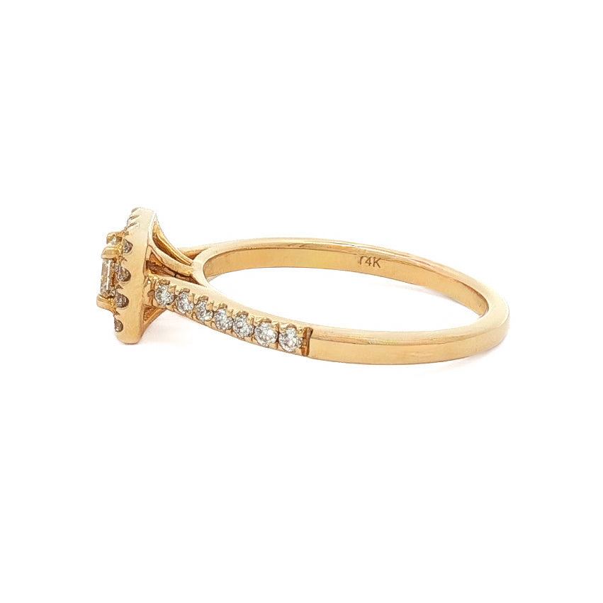 14kt Yellow Gold .50 ctw Princess Halo Engagement Ring 5,5.5,6,6.5,7,7.5,8