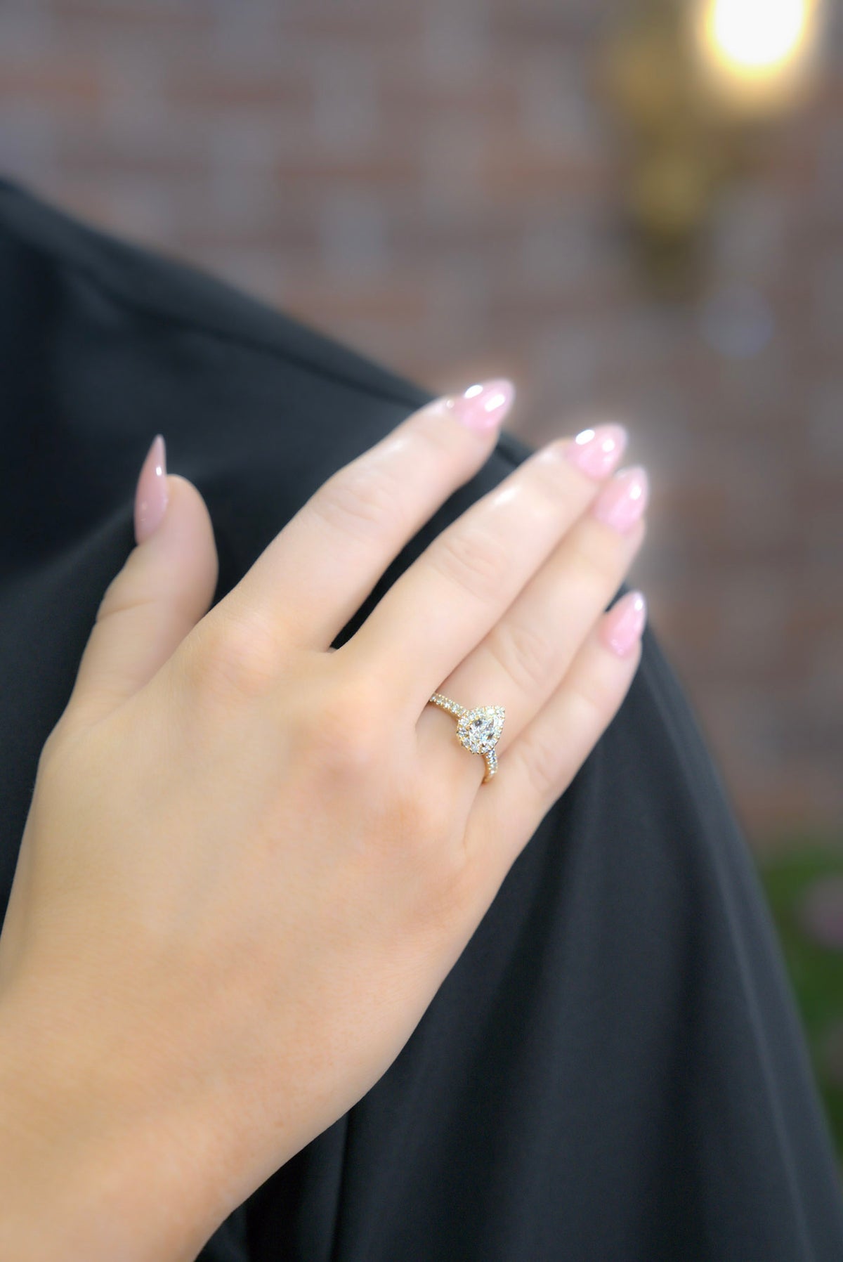 14kt  Yellow Gold 1.04 CTW Pear Halo Engagement Ring 5,5.5,6,6.5,7,7.5,8