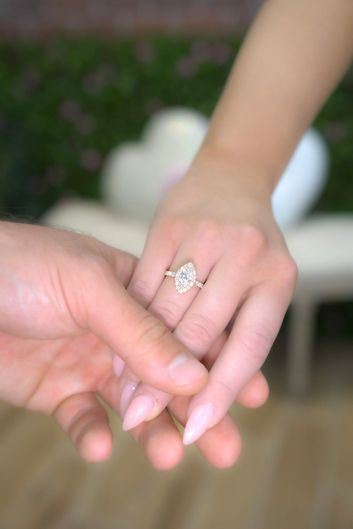 18kt Rose Gold 1.77 CTW Marquise Halo Engagement Ring 5,5.5,6,6.5,7,7.5,8