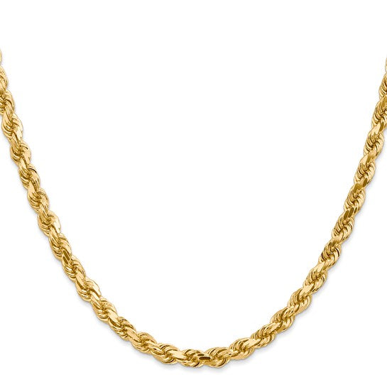 14KT YELLOW GOLD 4.5MM SOLID DIAMOND CUT ROPE CHAIN NECKLACE 16 Inch,18 Inch,20 Inch,22 Inch,24 Inch