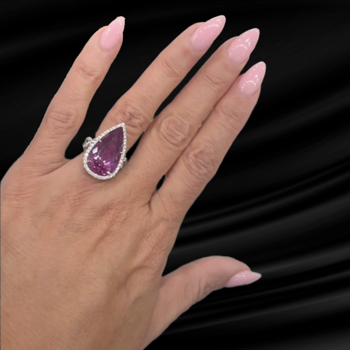 Juleve 18kt White & Rose Gold 12.35 ct Tourmaline & 1.01 ctw Diamond Halo Ring 6,6.5,7