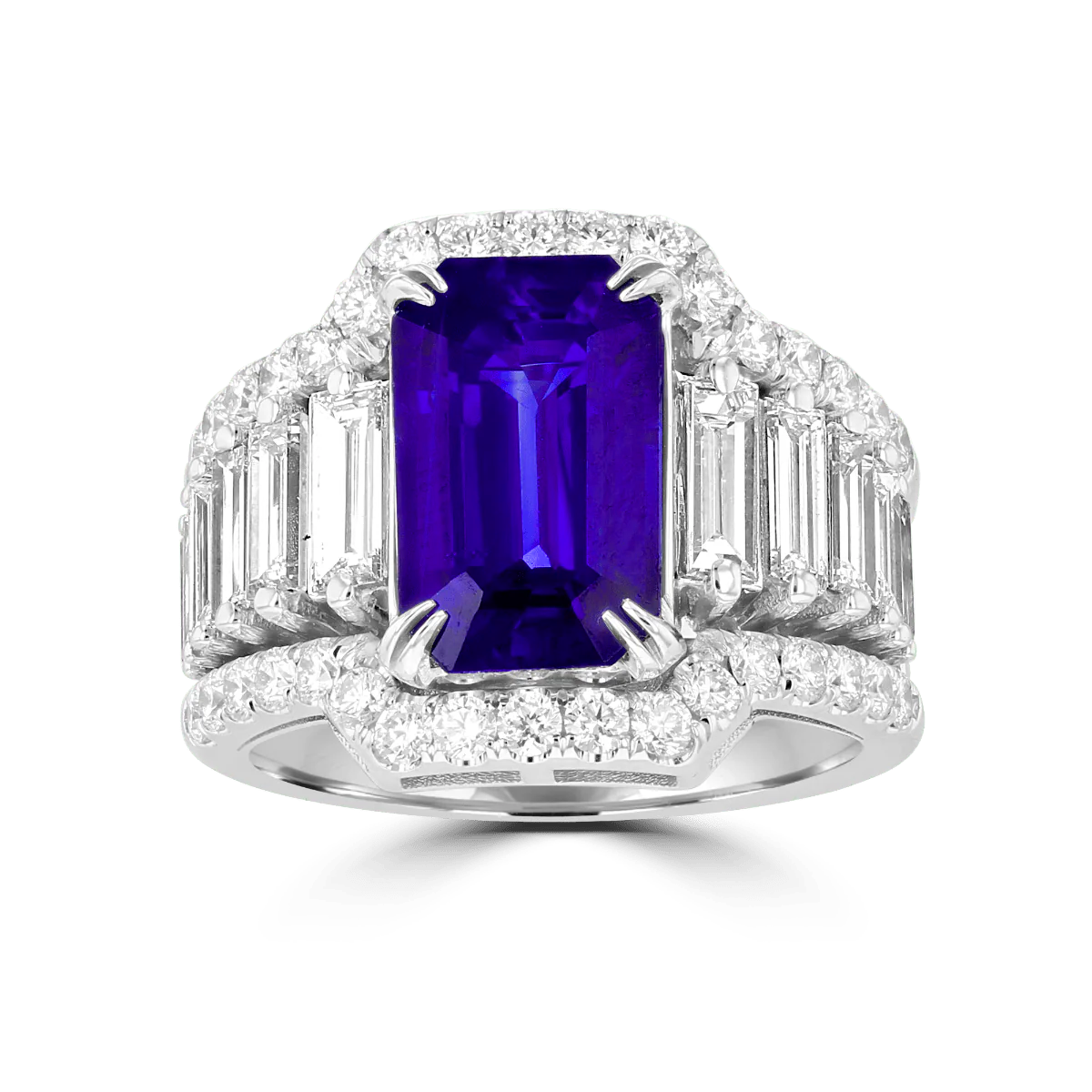 JULEVE 18KT 4.66 CT SAPPHIRE & 2.27 CTW DIAMOND RING 4,4.5,5,5.5,6,6.5,7,7.5,8,8.5,9