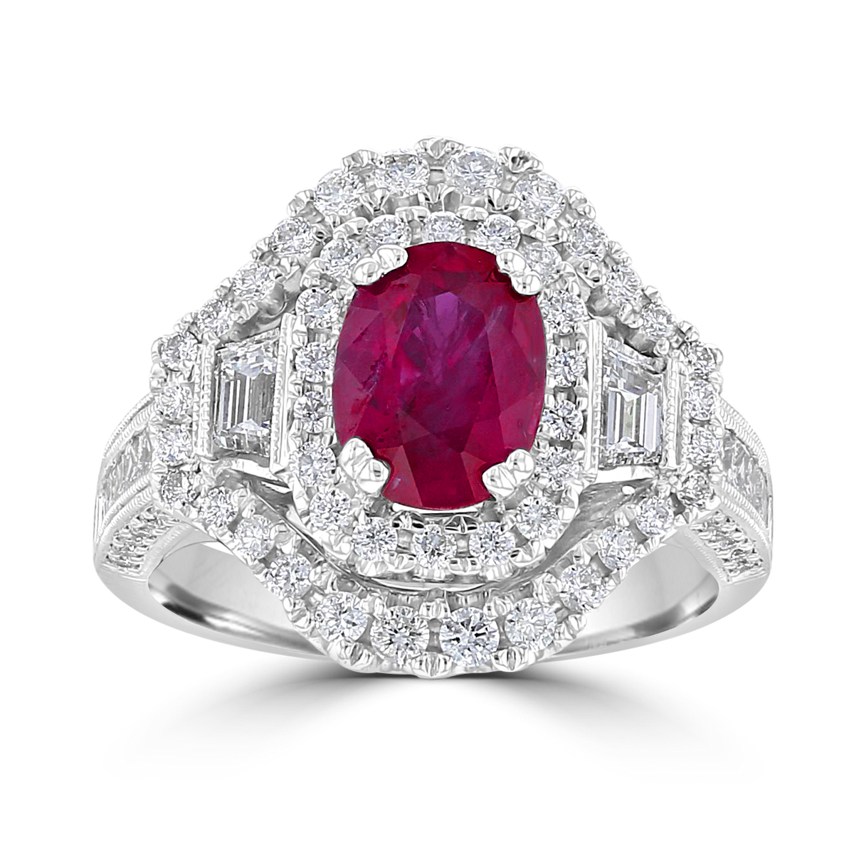 18KT GOLD 1.86 CT RUBY & 1.33 CTW DIAMOND DOUBLE HALO RING 4,4.5,5,5.5,6,6.5,7,7.5,8,8.5,9,9.5,10,10.5,11,11.5,12,12.5,13,13.5,14