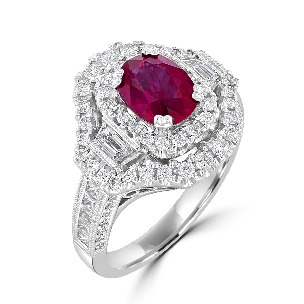 18KT GOLD 1.86 CT RUBY & 1.33 CTW DIAMOND DOUBLE HALO RING 4,4.5,5,5.5,6,6.5,7,7.5,8,8.5,9,9.5,10,10.5,11,11.5,12,12.5,13,13.5,14