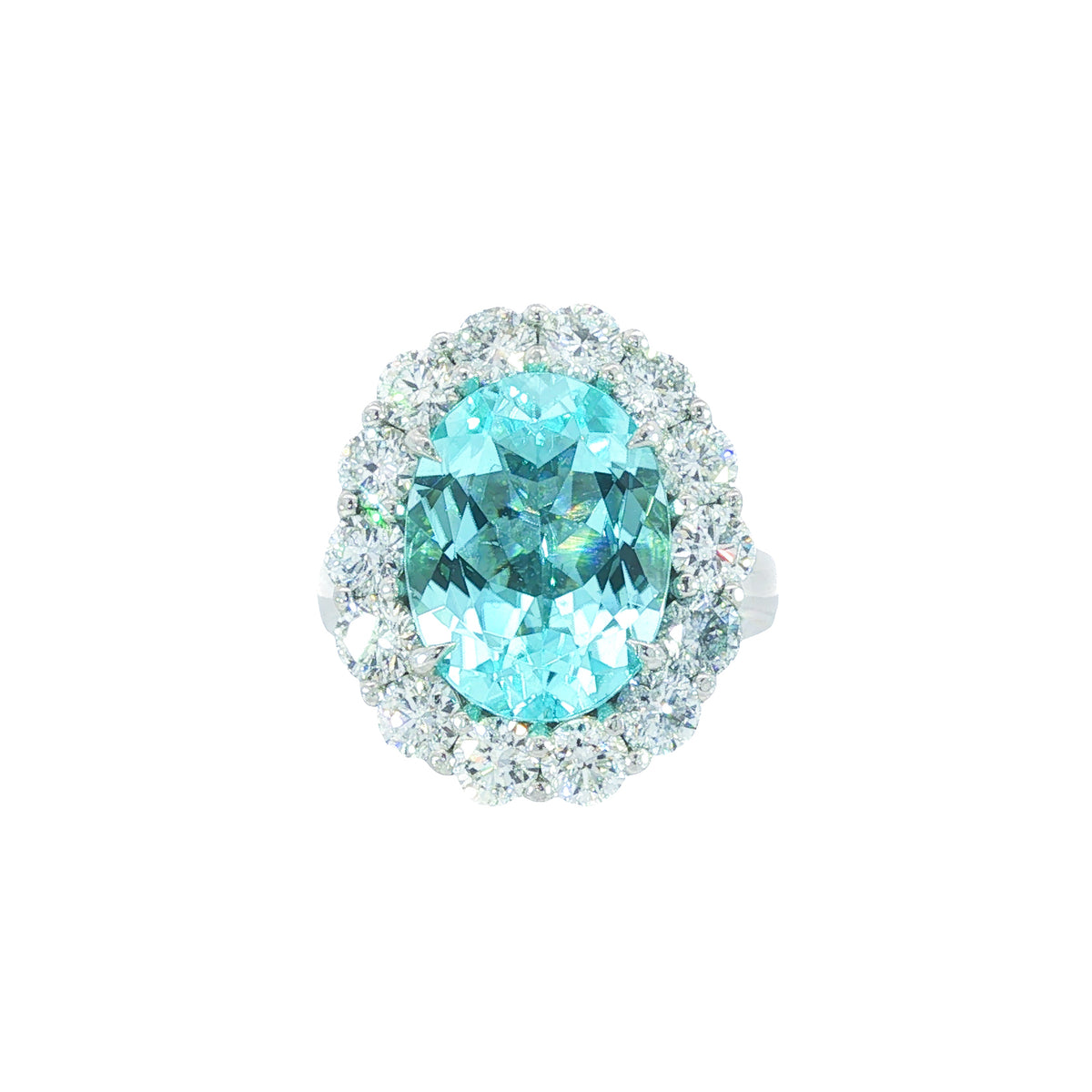 Juleve 5.92 ct Paraiba Tourmaline & 2.46 ctw Diamond Halo Ring 5.5,6,6.5,7,7.5