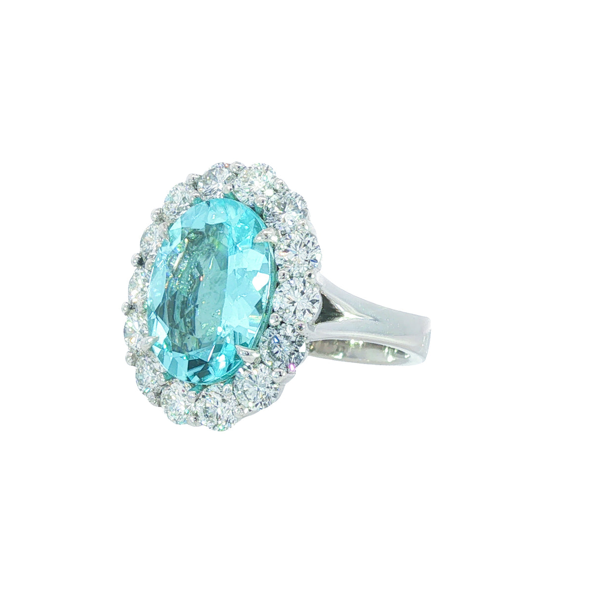 Juleve 5.92 ct Paraiba Tourmaline & 2.46 ctw Diamond Halo Ring 5.5,6,6.5,7,7.5