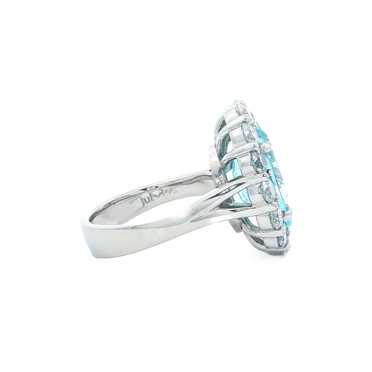 Juleve 5.92 ct Paraiba Tourmaline & 2.46 ctw Diamond Halo Ring 5.5,6,6.5,7,7.5