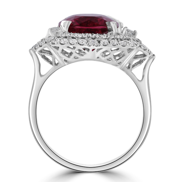 14KT WHITE GOLD 6.16CT RUBELLITE & 0.80CTW DIAMOND HALO RING 7.5,7,6.5,6,5.5