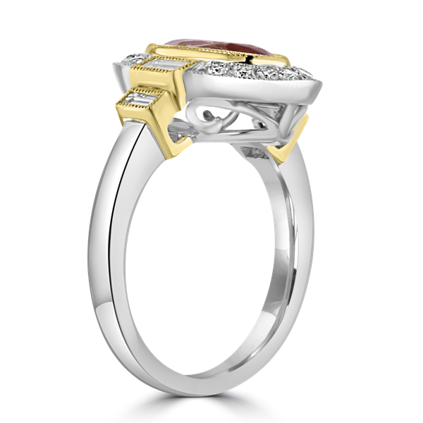 JULEVE 18KT WHITE & YELLOW GOLD 1.65CT IMPERIAL TOPAZ & 0.56CTW DIAMOND RING 8,7.5,7,6.5,6,5.5,5