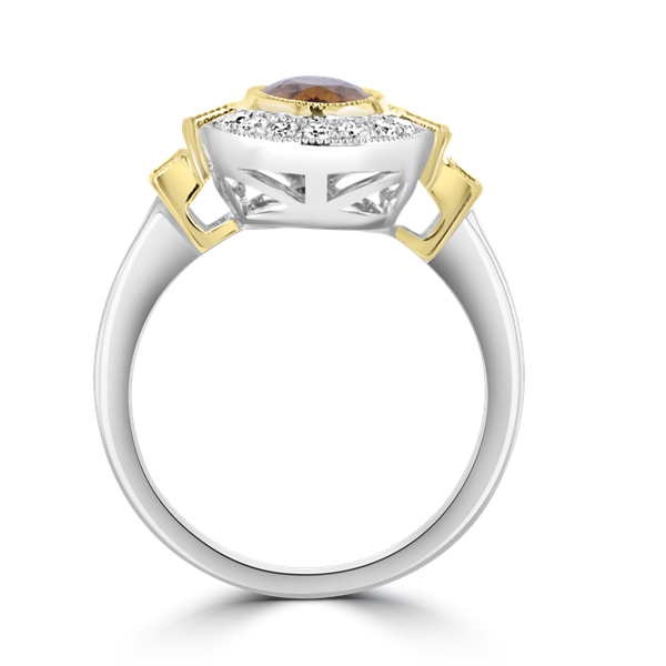 JULEVE 18KT WHITE & YELLOW GOLD 1.65CT IMPERIAL TOPAZ & 0.56CTW DIAMOND RING 8,7.5,7,6.5,6,5.5,5