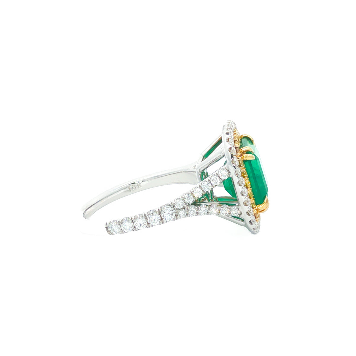 18kt White & Yellow Gold 2.95 ct Colombian Muzo Green Emerald & 0.90 ctw Diamond Ring