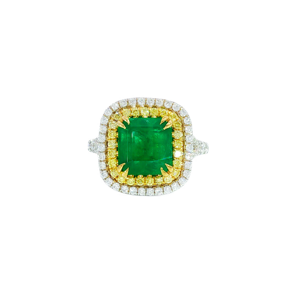18kt White & Yellow Gold 2.95 ct Colombian Muzo Green Emerald & 0.90 ctw Diamond Ring