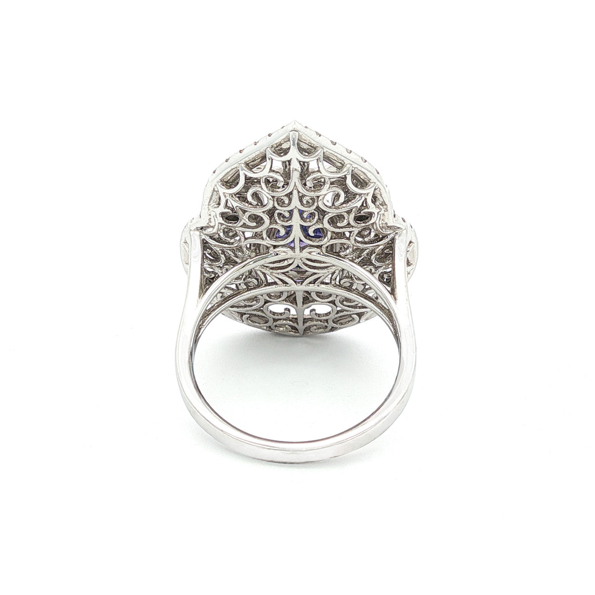 14kt White Gold 1.42 ct Pear Shape Tanzanite & Diamond Vintage Design Ring 5,5.5,6,6.5,7,7.5,8