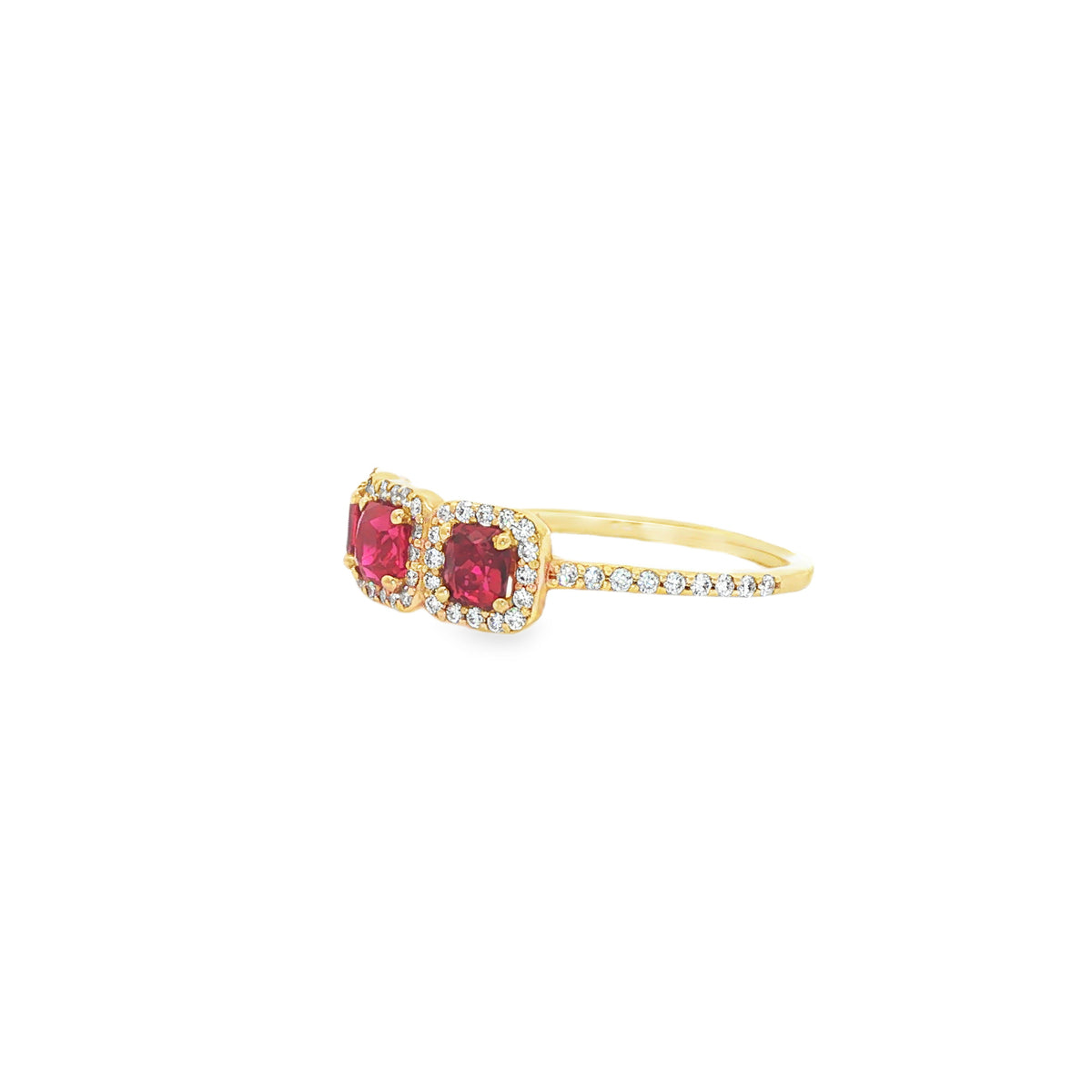 14kt Yellow Gold 1.16 ctw Ruby & 0.38 ctw Diamond Three-Stone Ring