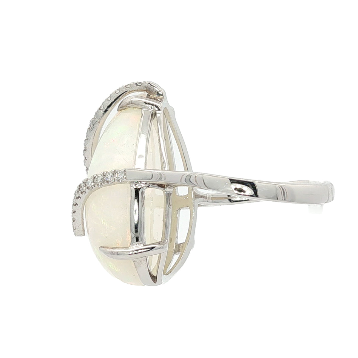 12.53 ct Ethiopian Opal & .15 ctw Diamond 14kt White Gold Ring 5.5,6,6.5,7,7.5