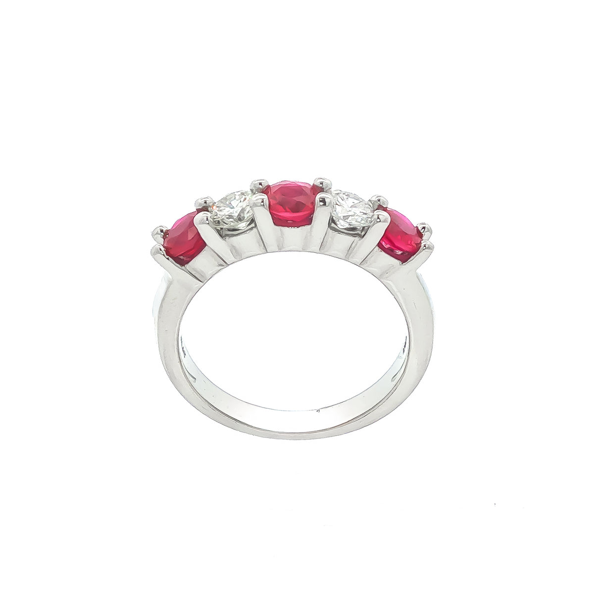 Platinum 1.07 ctw Ruby & 0.49 ctw Diamond Five-Stone Ring 6.5