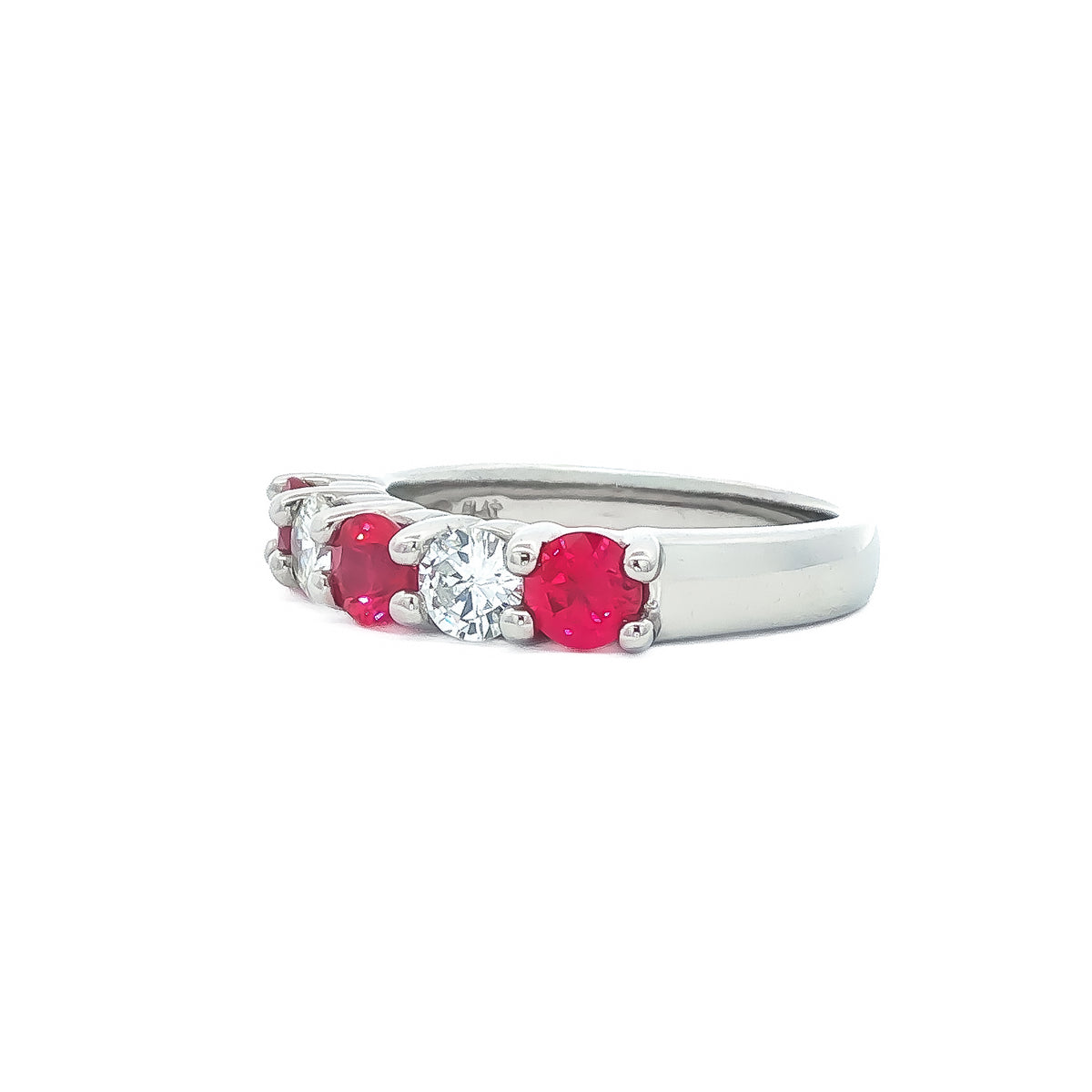 Platinum 1.07 ctw Ruby & 0.49 ctw Diamond Five-Stone Ring 6.5