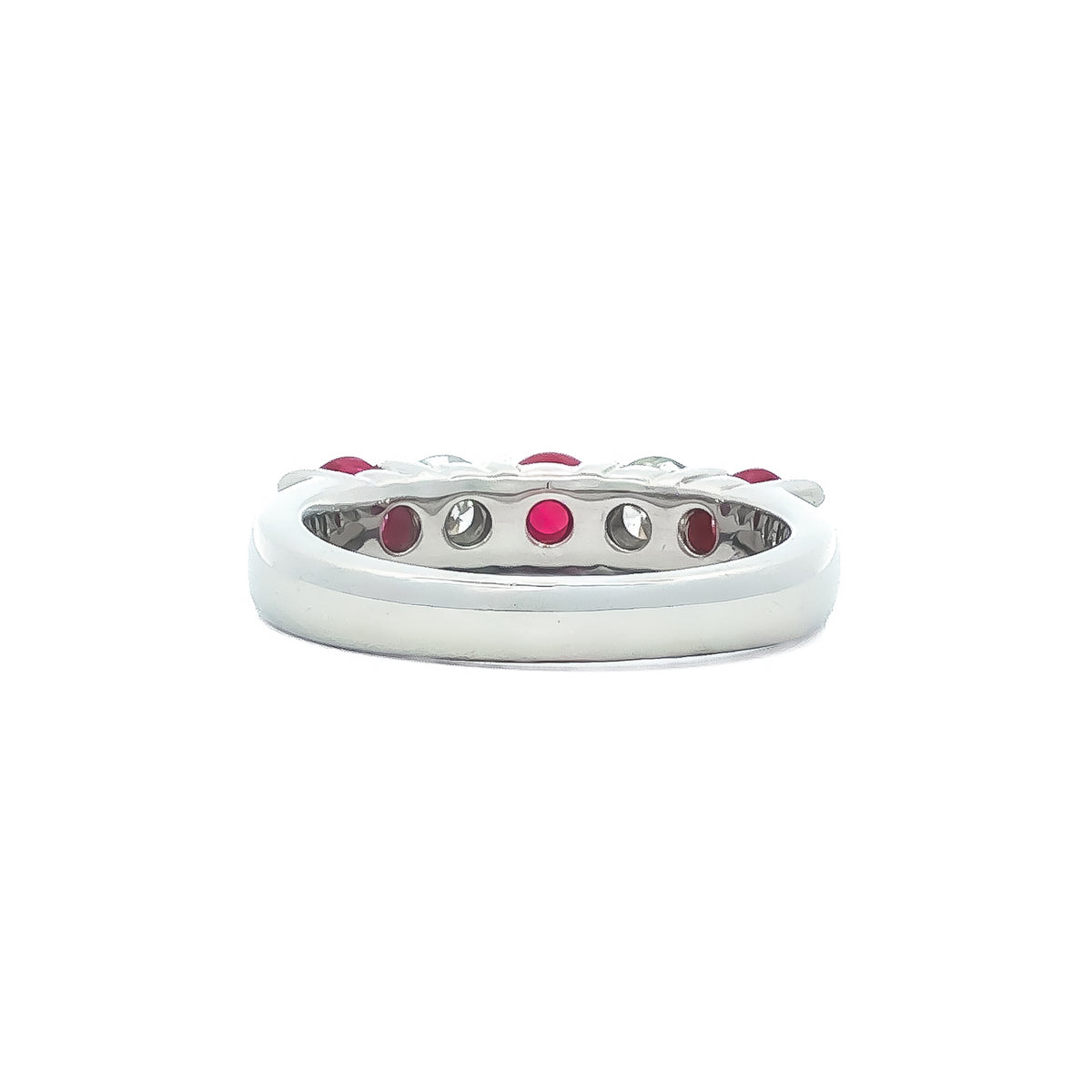 Platinum 1.07 ctw Ruby & 0.49 ctw Diamond Five-Stone Ring 6.5