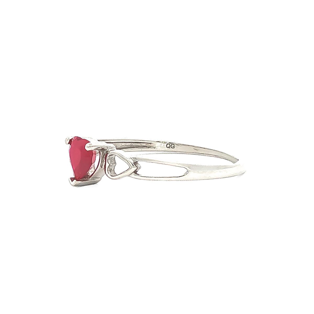 10kt White Gold Heart-Shaped Ruby Cutout Ring 4.5,5,5.5,6,6.5,4,7,7.5,8