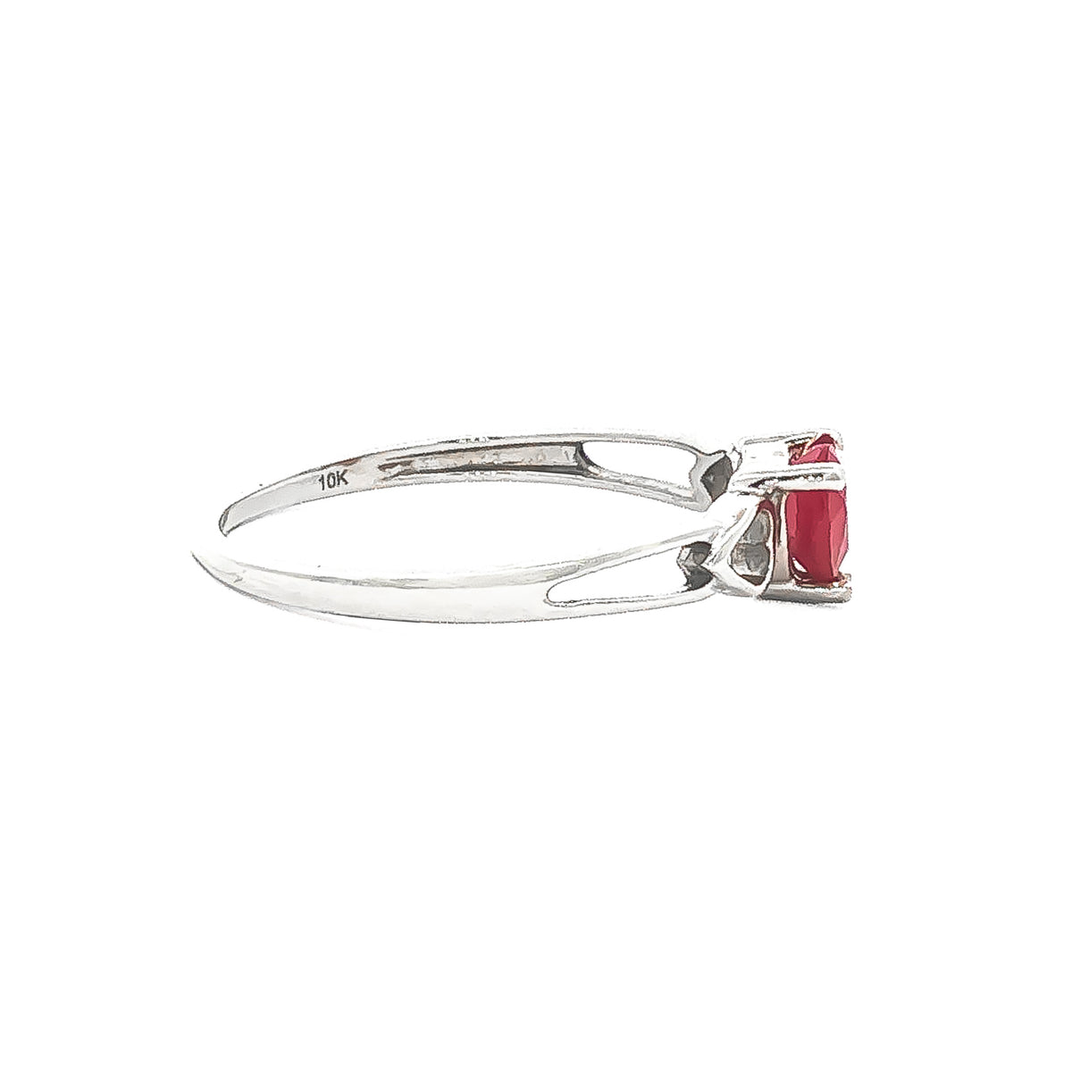 10kt White Gold Heart-Shaped Ruby Cutout Ring 4.5,5,5.5,6,6.5,4,7,7.5,8