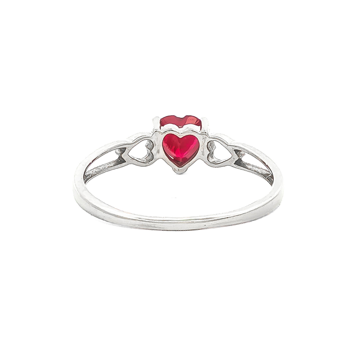 10kt White Gold Heart-Shaped Ruby Cutout Ring 4.5,5,5.5,6,6.5,4,7,7.5,8