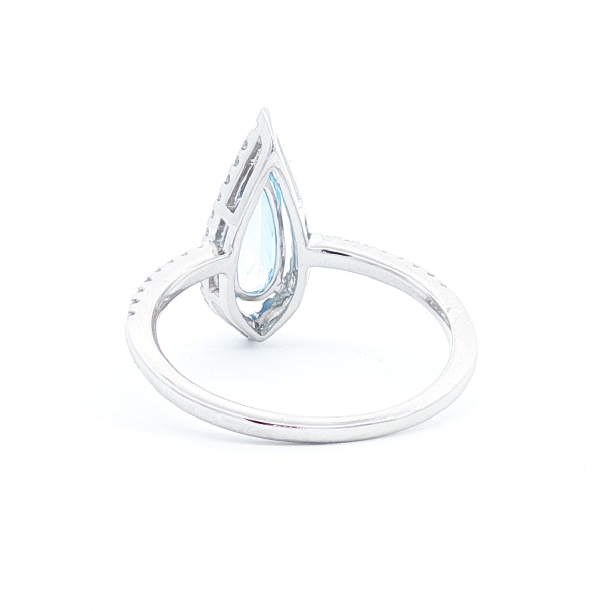 14kt White Gold & .80 ct Pear Shaped Blue Topaz with .21 ctw Diamond Halo Ring 5.5,6,6.5,7,7.5