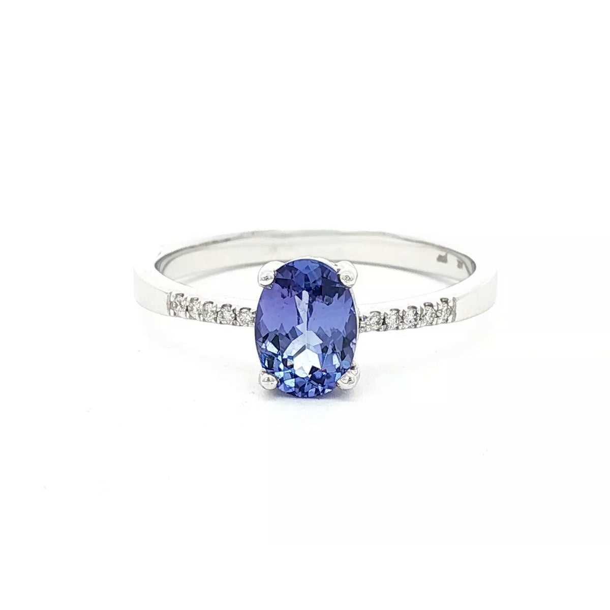 14kt White Gold .61 ct Oval Tanzanite & Diamond Accent Ring 4,4.5,5,5.5,6,6.5,7,7.5,8,8.5,9