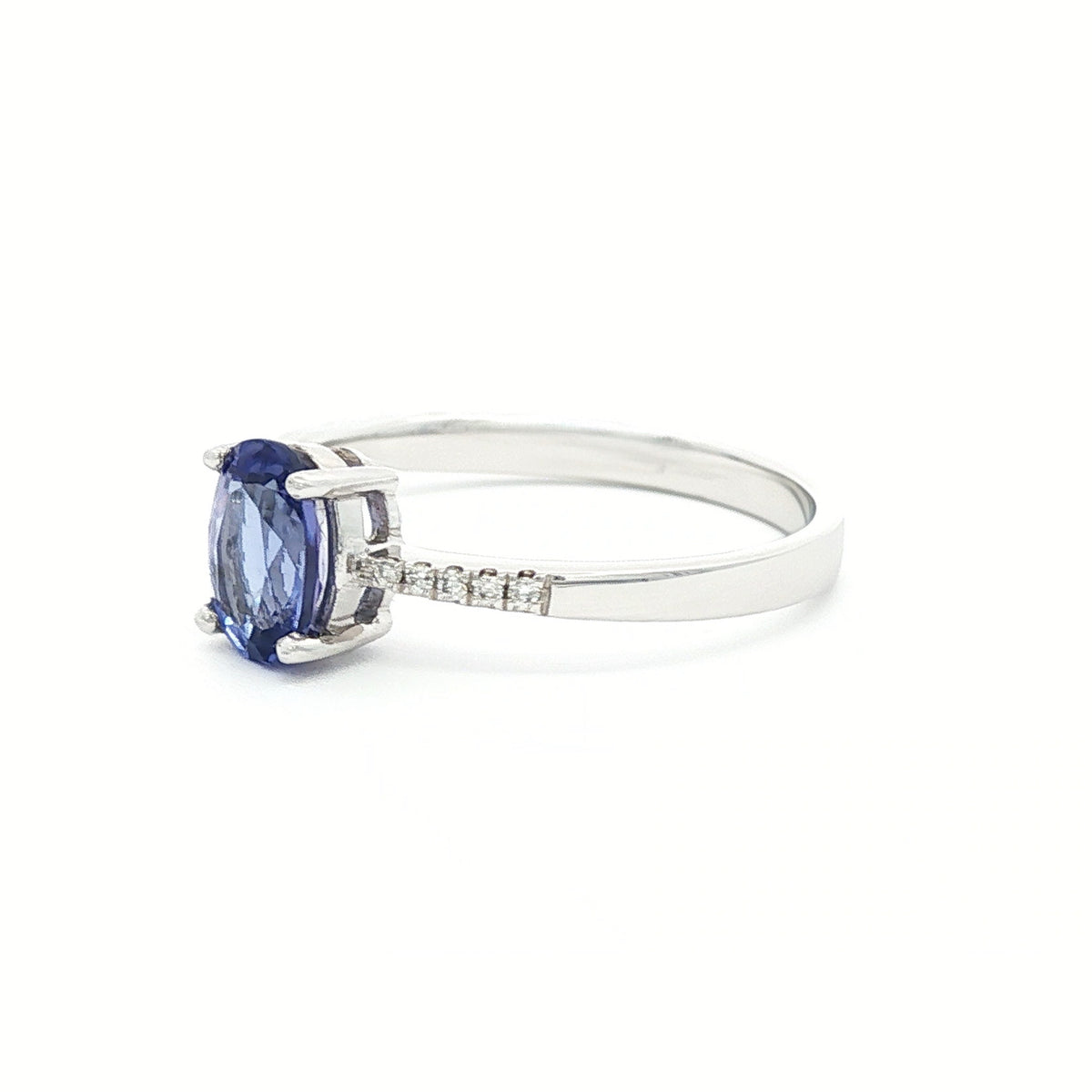 14kt White Gold .61 ct Oval Tanzanite & Diamond Accent Ring 4,4.5,5,5.5,6,6.5,7,7.5,8,8.5,9
