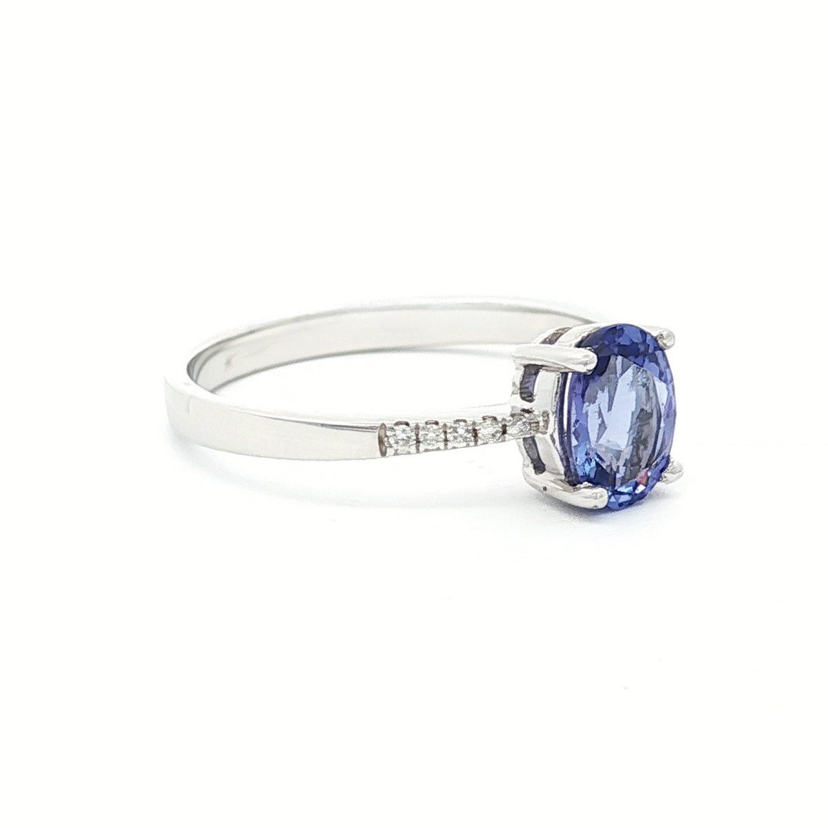 14kt White Gold .61 ct Oval Tanzanite & Diamond Accent Ring 4,4.5,5,5.5,6,6.5,7,7.5,8,8.5,9
