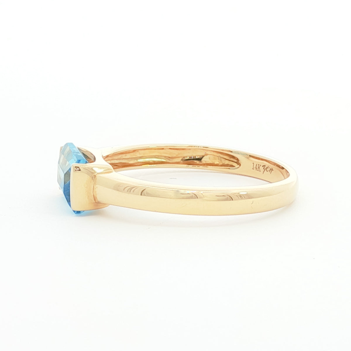 14kt Yellow Gold & 1.15 ct Emerald Cut Blue Topaz East-West Ring 5.5,6,6.5,7,7.5