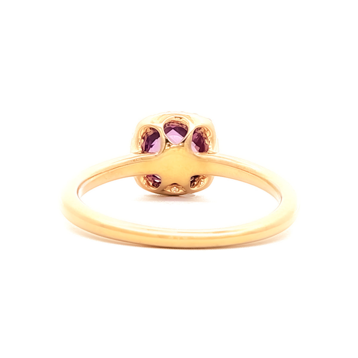 14kt Yellow Gold 6mm Cushion Amethyst with .10 ctw Diamond Halo Ring 5,5.5,6,6.5,7,7.5,8,8.5,9