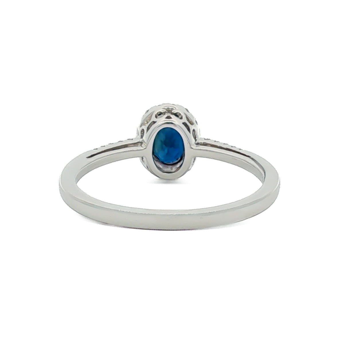 14kt White Gold 0.51 ct Oval Sapphire & 0.11 ctw Round Brilliant Diamond Oval Halo Ring 7