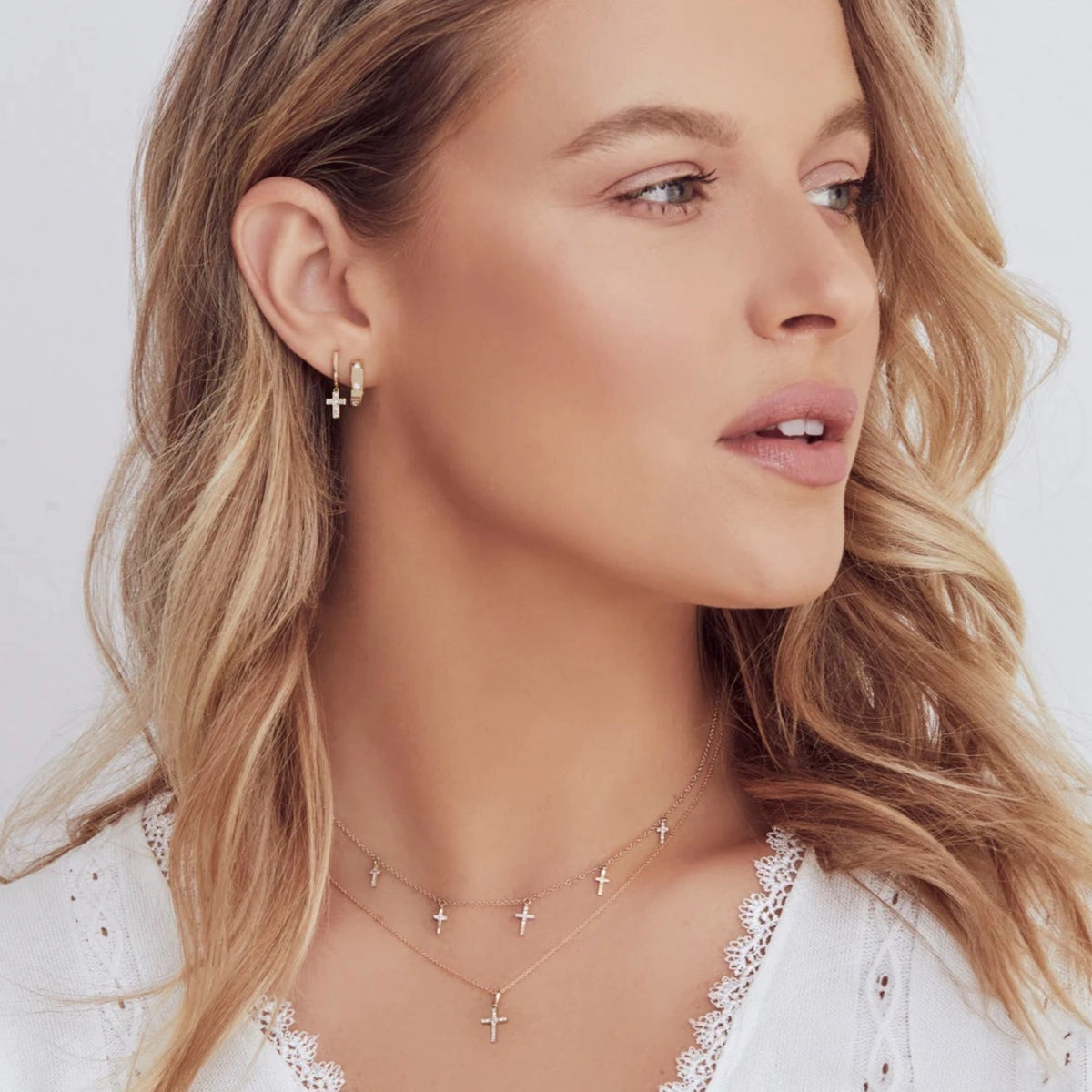 14kt Gold .06 ctw Diamond Cross Necklace 18 inch White Gold,Yellow Gold,Rose Gold
