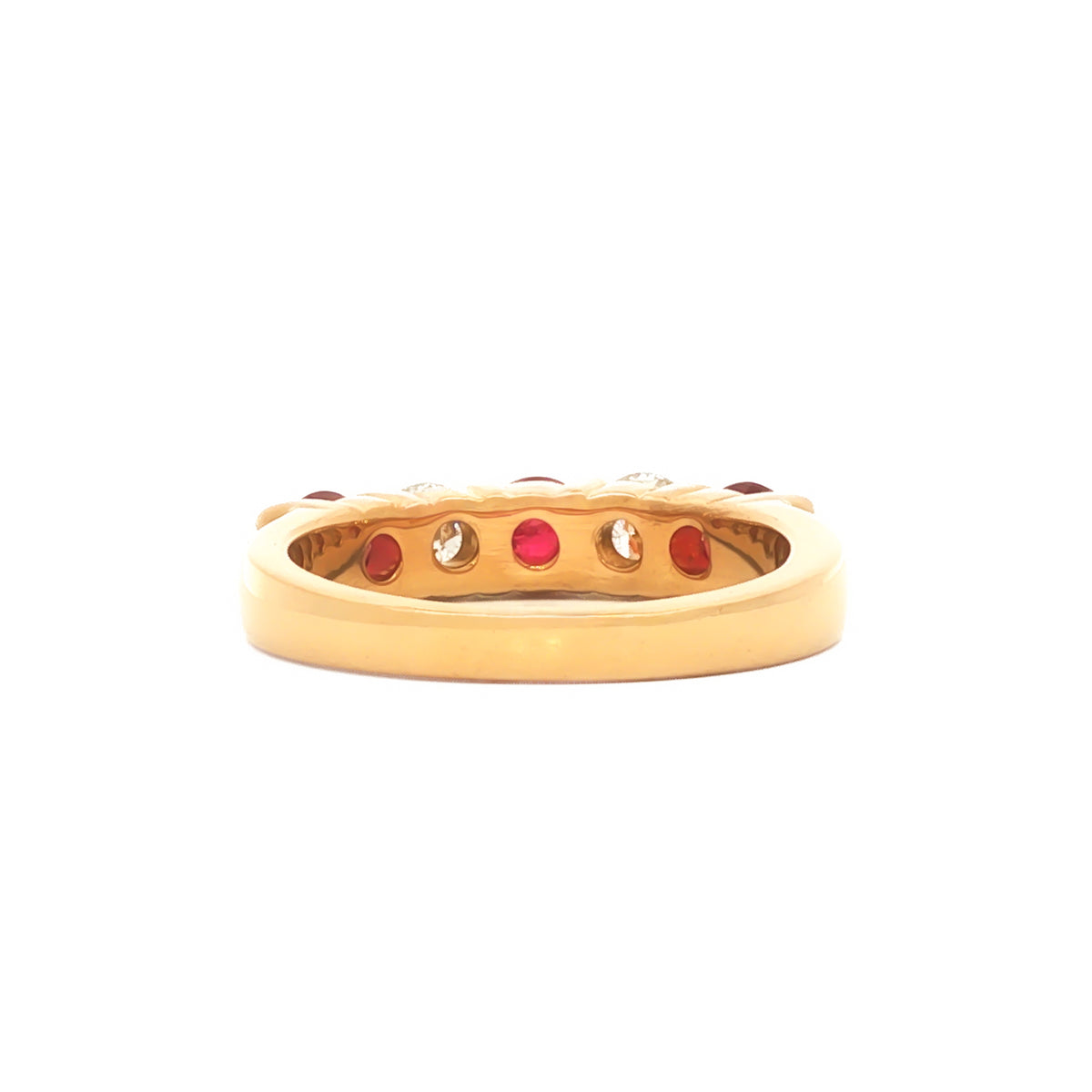 18kt Yellow Gold 0.96 ctw Ruby & 0.44 ctw Diamond Five-Stone Band 6.25