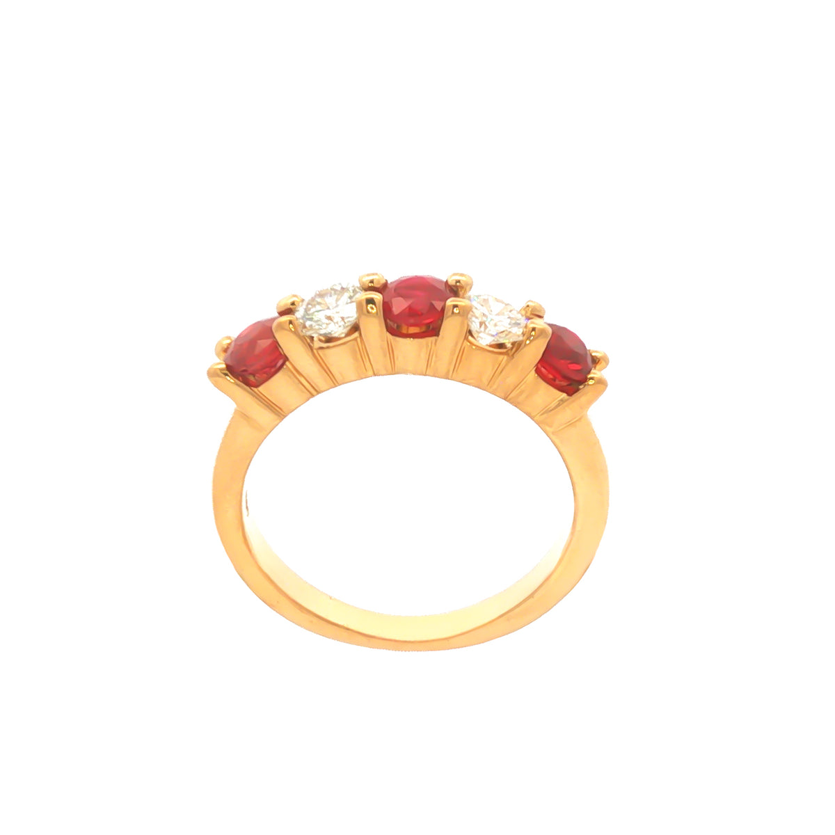 18kt Yellow Gold 0.96 ctw Ruby & 0.44 ctw Diamond Five-Stone Band 6.25